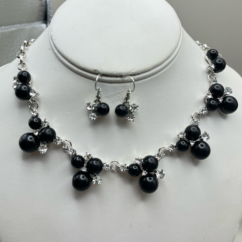Eye Catching Elegant Black and Silver Jewelry Set